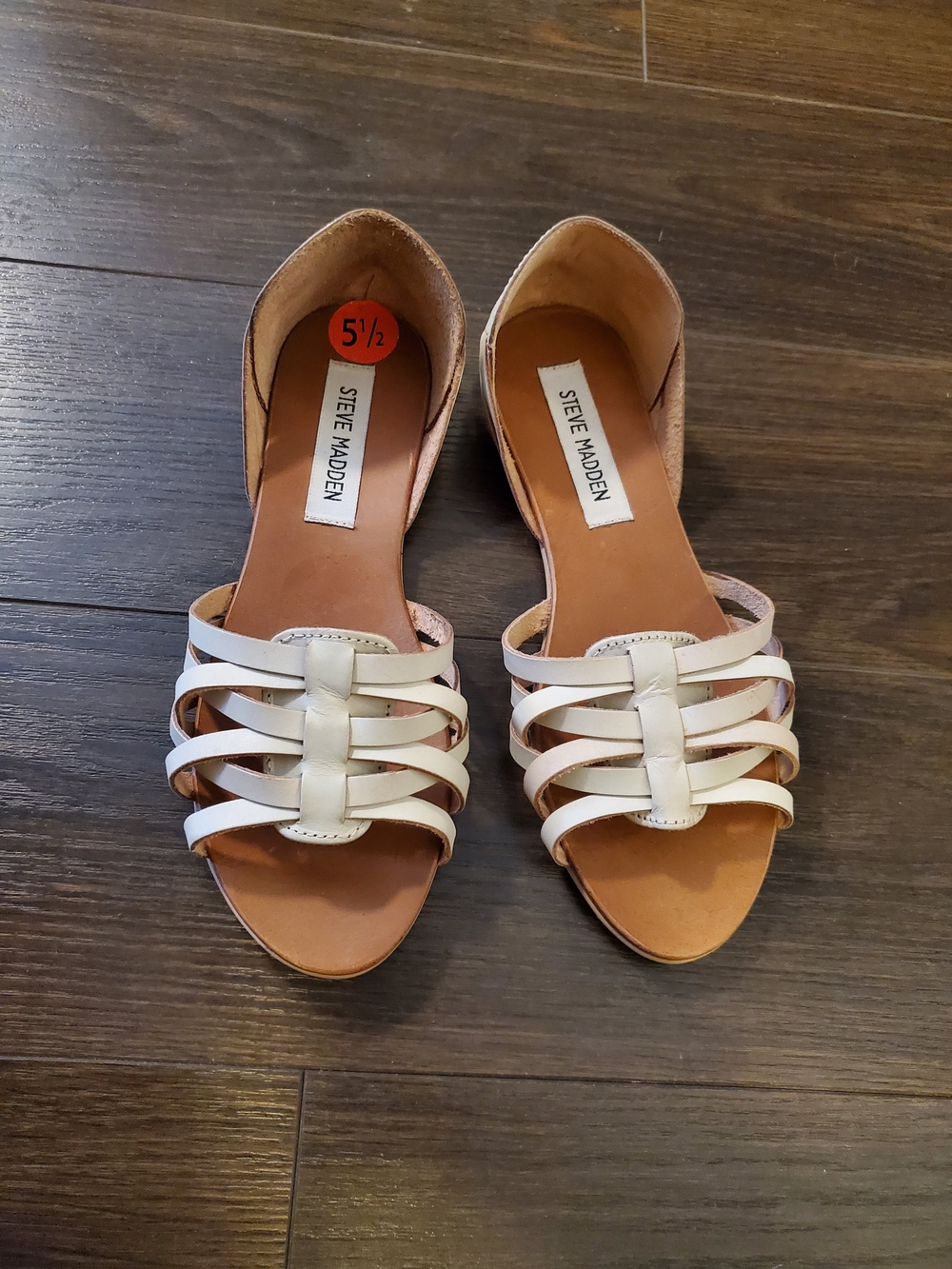 Steve Madden White Multi-Strap Open-Toe Sandals Sz 5.5